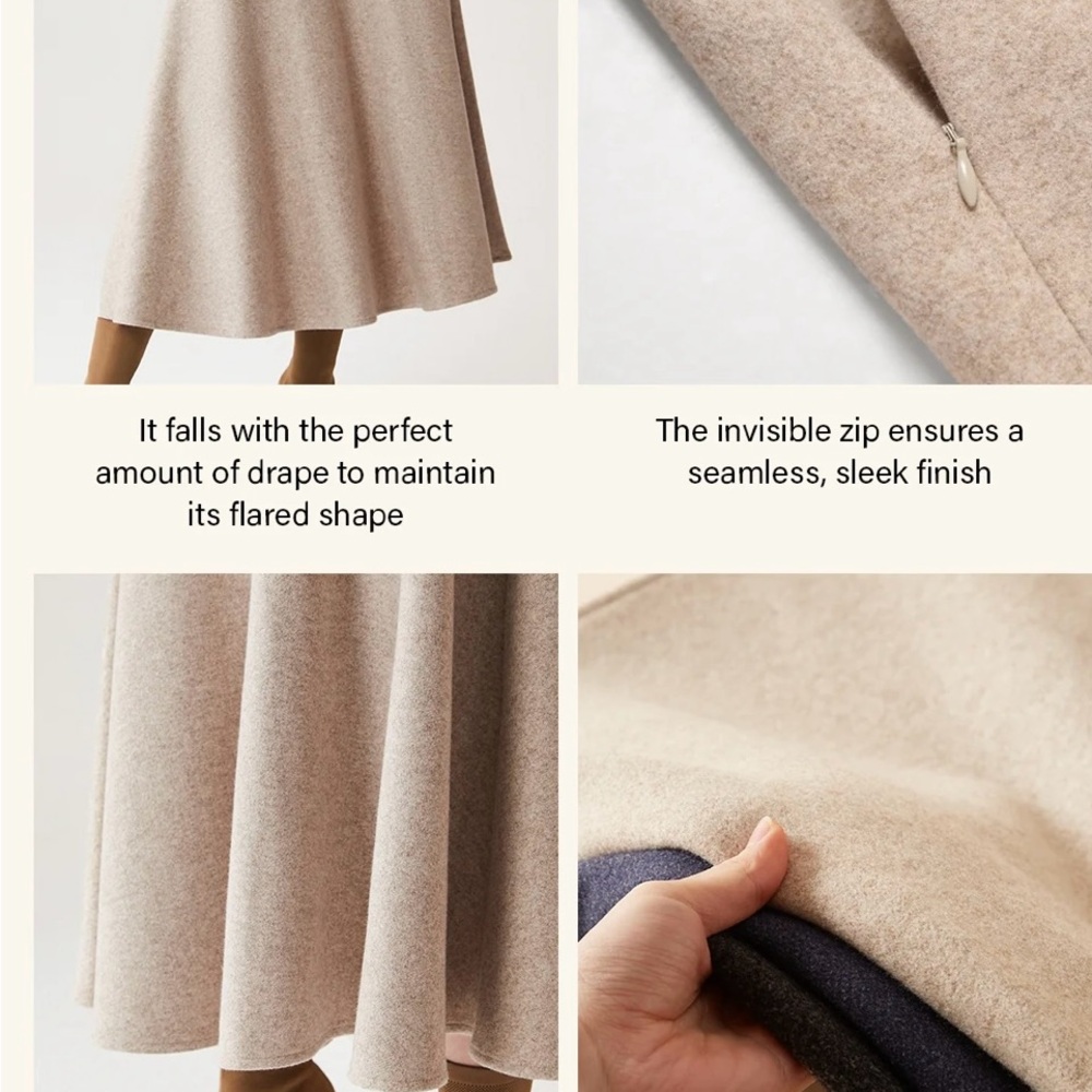 Elegant Oatmeal Flared Skirt